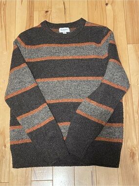 Goodfellow & Co Charcoal Gray Crewneck Sweater with Rust Stripes